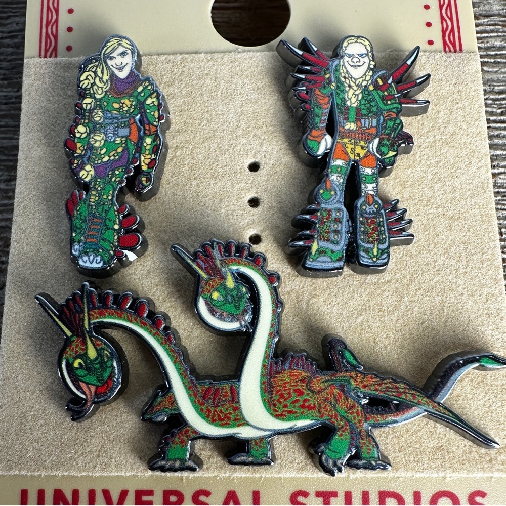 Epic Universe Universal How to Train Your Dragon Barf Belch Ruff Tuff 3 Pin Set